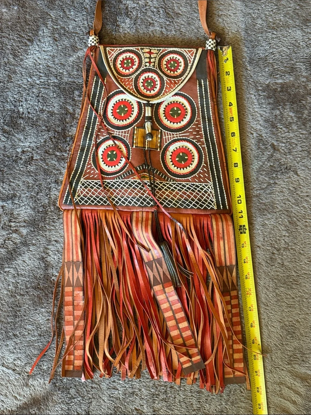 👜 Handstitched Trapezoid Leather Taureg Bag w/Fringes